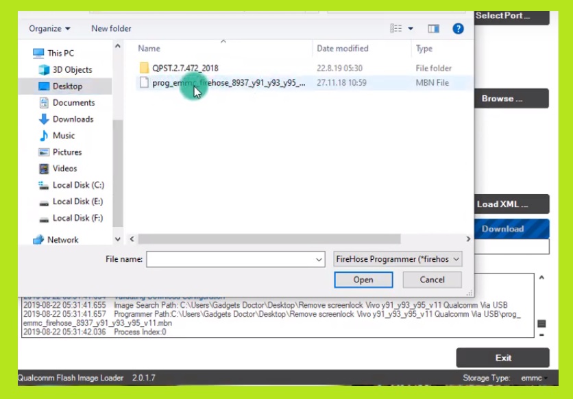 prog firehose emmc qualcomm file qfil tool run exe install pc