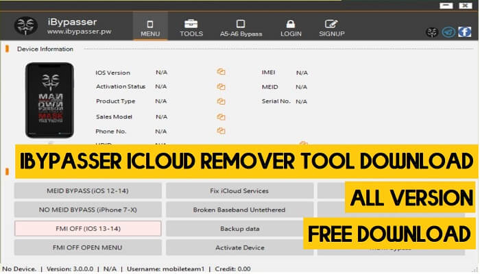 iBypasser iCloud Remover Tool V3.3 Free Download Latest All Version Setup