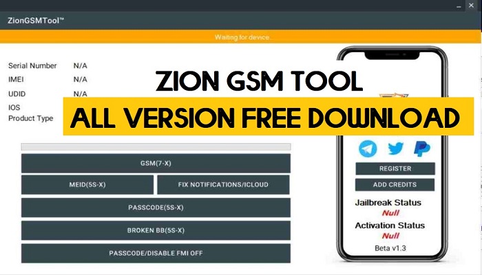 Zion GSM Tool V2.3.4 Icloud Bypass Latest Setup All Version Free Download