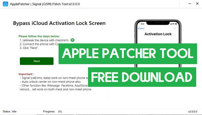 Apple Patcher Tool iCloud Bypass Latest 14.5.1 14.6 MEID GSM Network