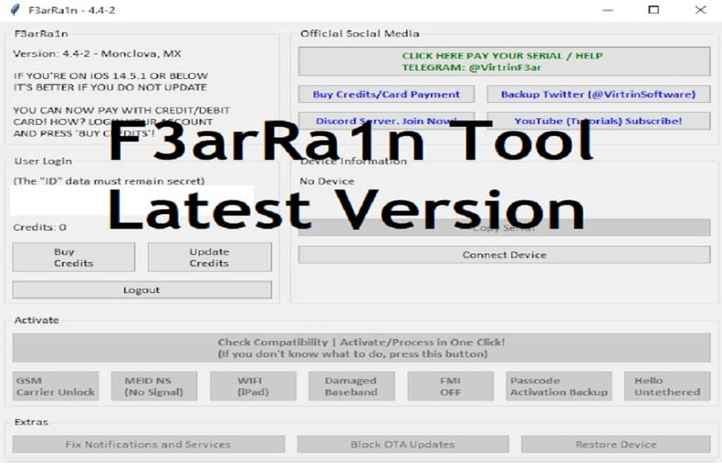 Download F3arRa1n Tool V4.4.2 iCloud Bypass for Windows latest Free